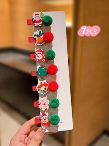 7/14/21 件儿童圣诞发夹，配可爱毛绒球 - 彩色 - 查看 17