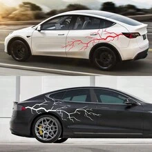 2PCS Car Door Side Stickers Lightning Sticker For Tesla Model X S Y 3 PVC Car Decals Waterproof Vinyl Film Auto Accessories - 190x75cm/74.8x29.53inch - View 3