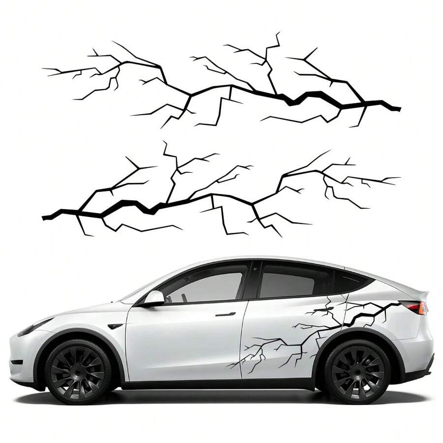 2PCS Car Door Side Stickers Lightning Sticker For Tesla Model X S Y 3 PVC Car Decals Waterproof Vinyl Film Auto Accessories - 190x75cm/74.8x29.53inch - View 1