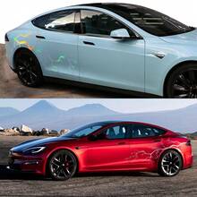 2PCS Car Door Side Stickers Lightning Sticker For Tesla Model X S Y 3 PVC Car Decals Waterproof Vinyl Film Auto Accessories - 190x75cm/74.8x29.53inch - View 4