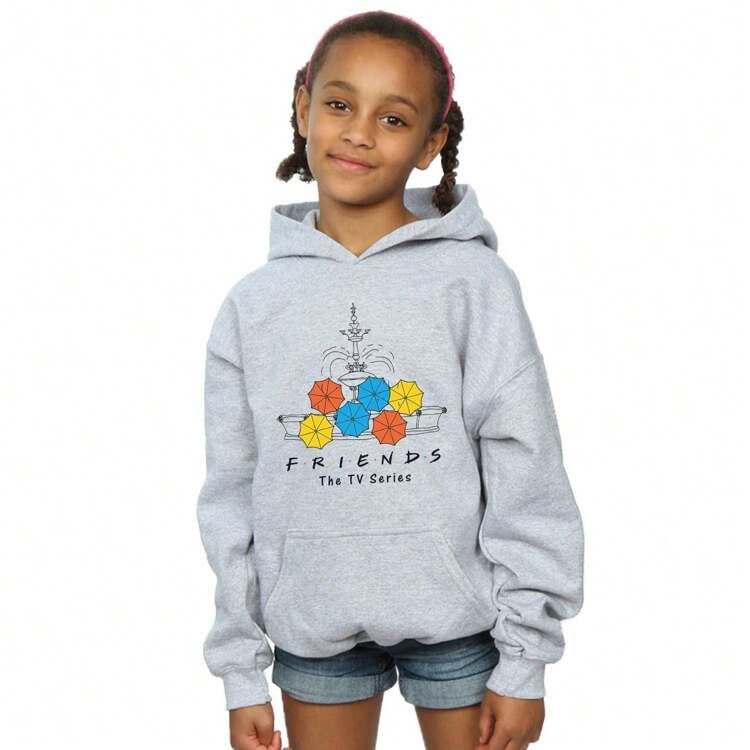 Friends Friends Girls Fountain And Umbrellas Hoodie Sports Grey SHEIN