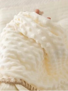 1件婴儿刺绣星月图案春夏柔软舒适绒球毯，婴儿房幼儿大号被子，儿童空调毯，成人办公防风披肩，婴儿车毯 - 刺繡星月 - 查看 8