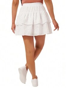 Falda Short Corta Mujer Casual Blanca para Dama de Algodón - Blanco - Ver 5