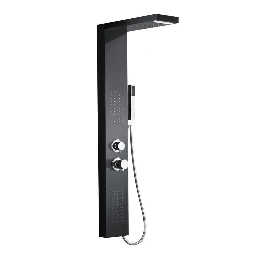 Froadp Shower Column Stainless Steel Shower System Rainfall Shower With Shower Head, Hand Shower, Massage Jets For Shower And Bath - Black - View 1