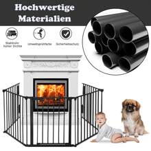 Froadp High Fireplace Guard Grill Foldable Metal Fireplace Grill With Pet Gate Door 5 Panels - Black - View 6