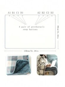 1pc Poncho Thick Plaid Fleece Double Layer Multi-Functional Shawl Blanket, Suitable For Home,Office,Maternity Use, Autumn/Winter - Multicolor - View 8