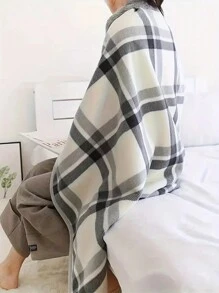 1pc Poncho Thick Plaid Fleece Double Layer Multi-Functional Shawl Blanket, Suitable For Home,Office,Maternity Use, Autumn/Winter - Multicolor - View 6