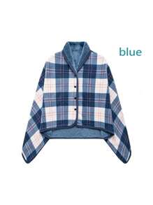 1pc Poncho Thick Plaid Fleece Double Layer Multi-Functional Shawl Blanket, Suitable For Home,Office,Maternity Use, Autumn/Winter - Multicolor - View 10