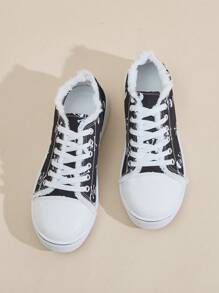 Giày bệt buộc dây thoải mái đa năng thiết kế hình đầu lâu mới cho nữ, thích hợp cho lễ Halloween, ngoài trời - màu đen - Xem 6