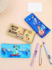 1 件恐龙主题大容量儿童铅笔盒 - 多色 - 查看 1