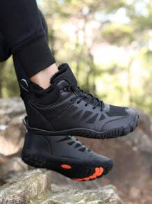 Chaussures de randonnée pour hommes, chaussures de course respirantes antidérapantes, bottes de neige imperméables et chaudes, baskets décontractées chaudes avec fourrure pour homme pour l'extérieur