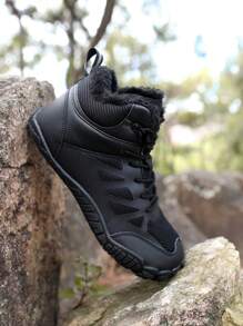 Chaussures de randonnée pour hommes, chaussures de course respirantes antidérapantes, bottes de neige imperméables et chaudes, baskets décontractées chaudes avec fourrure pour homme pour l'extérieur