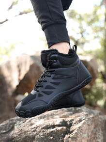 Chaussures de randonnée pour hommes, chaussures de course respirantes antidérapantes, bottes de neige imperméables et chaudes, baskets décontractées chaudes avec fourrure pour homme pour l'extérieur