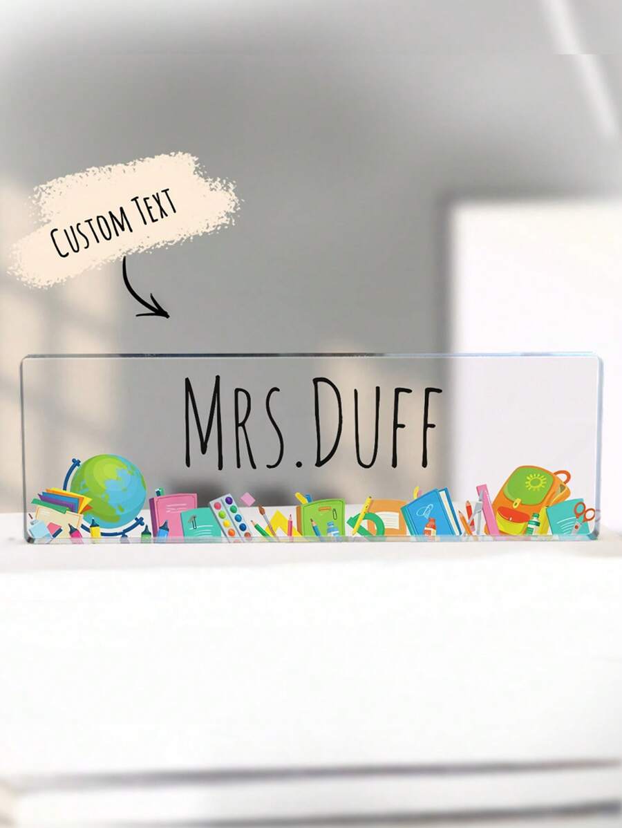 1 tấm bảng tên để bàn bằng acrylic tùy chỉnh, tên có thể thay đổi, trang trí văn phòng, thẻ tên cá nhân hóa, bảng tên, có thể dùng làm quà tặng tựu trường, bảng tên để bàn. - Kiểu 2 - Xem 1