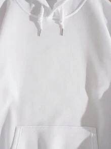 Áo nỉ trùm đầu có dây rút in tùy chỉnh cho trang phục thường ngày, mùa thu/đông - trắng - Xem 5