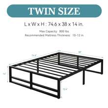 HOOMIC Twin/Full/Queen/King Metal Bed Frame, Stable Mattress Foundation, Reinforced Structure, Headboard Compatible, No Box Spring Needed, Easy Assembly * Bed Frame Queen Queen Bed Frame Bed Frame Full Full Size Bed Frame King Size Bed Frame Twin Bed Frame Room Decor Home Decor Christmas Decor Bedroom Decor Valentine Day Decor Storage Living Room Decor Furniture House Decor - màu đen - Xem 7
