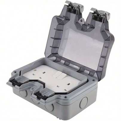 Outdoor Sockets 13A Waterproof Plug Socket IP66 Double Gang Twin Switched Socket Outside Outdoor Wall Electrical Rated Plug Power Socket Box