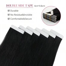 Straight Mini Tape In Human Hair Extensions 16-26inches 100% Natural Real Invisible Adhesive Tape Ins For Women - Natural Black - 查看 3