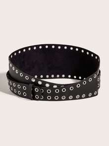 1 件女士时尚复古风格金属孔眼铆钉宽腰带，适合连衣裙腰部装饰 - A - 查看 4