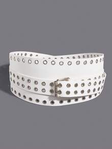 1 件女士时尚复古风格金属孔眼铆钉宽腰带，适合连衣裙腰部装饰 - A - 查看 6