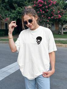 T-Shirt Gothic Shirt Skulls Black White Ref 2034 VEST NERD - 白色 - 查看 5