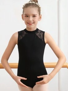 Bộ đồ ba lê không tay ren cho bé gái tuổi mới lớn Bộ đồ thể dục nhảy múa có nút cổ giả cho bé gái tuổi mới lớn Bộ đồ khiêu vũ hở lưng/hình giọt nước - màu đen - Xem 3