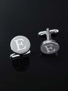 1 paire Boutons De Manchette De Simple Et À La Mode Pour Homme laser 26 Alphabet Anglais