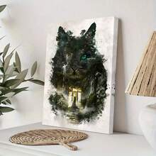1pc Unique Soul Canvas Poster - Wooden Frame, Vibrant Scenery, Black Cat Print Artwork Printing - Waterproof And Odorless - Exquisite Gift For Wall Decoration, Adding Fun To Bedroom, Office, Bar, Living Room Walls, Perfect For Autumn Decoration - 黑色 - 查看 7