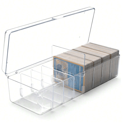 1pc Trading Card Storage Box, Card Storage Box Plastic, Playing Card Case With Removable Dividers,Plastic Playing Game Card Storage Box Holder For Bank Card, Business Card, Game Card, PTCG Cards Halloween Decoration
