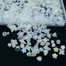 Hộp đựng hạt DIY hai mảnh Bộ hạt hỗn hợp màu trắng 6-12mm Một hộp cộng với một cuộn chỉ thun trong suốt 0,08cm có thể làm thành vòng cổ dây xích điện thoại di động - trắng - Xem 2