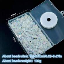 Hộp đựng hạt DIY hai mảnh Bộ hạt hỗn hợp màu trắng 6-12mm Một hộp cộng với một cuộn chỉ thun trong suốt 0,08cm có thể làm thành vòng cổ dây xích điện thoại di động - trắng - Xem 4