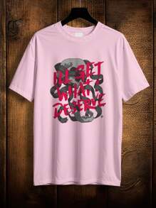 T-Shirt Gothic Skull Shirt I'll Get What I Deserve Ref 2033 VEST NERD - Màu Hồng baby - Xem 1