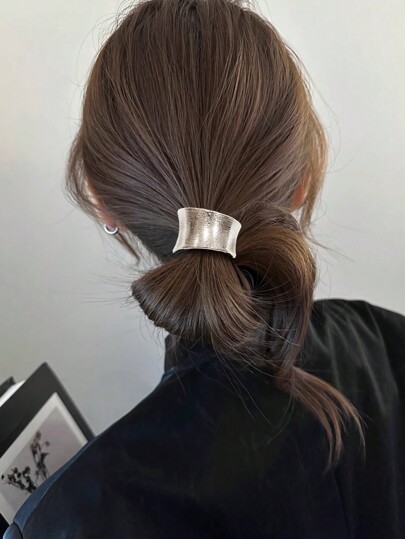 1pc Women Minimalist High-End Metal Hair Tie, Simple And Elegant, Suitable For Daily Use Ponytail Holders Hair Elastics Hair Rubber Bands Scrunchies Hair Rope Elastic Hair Tie, Hair Bobbles