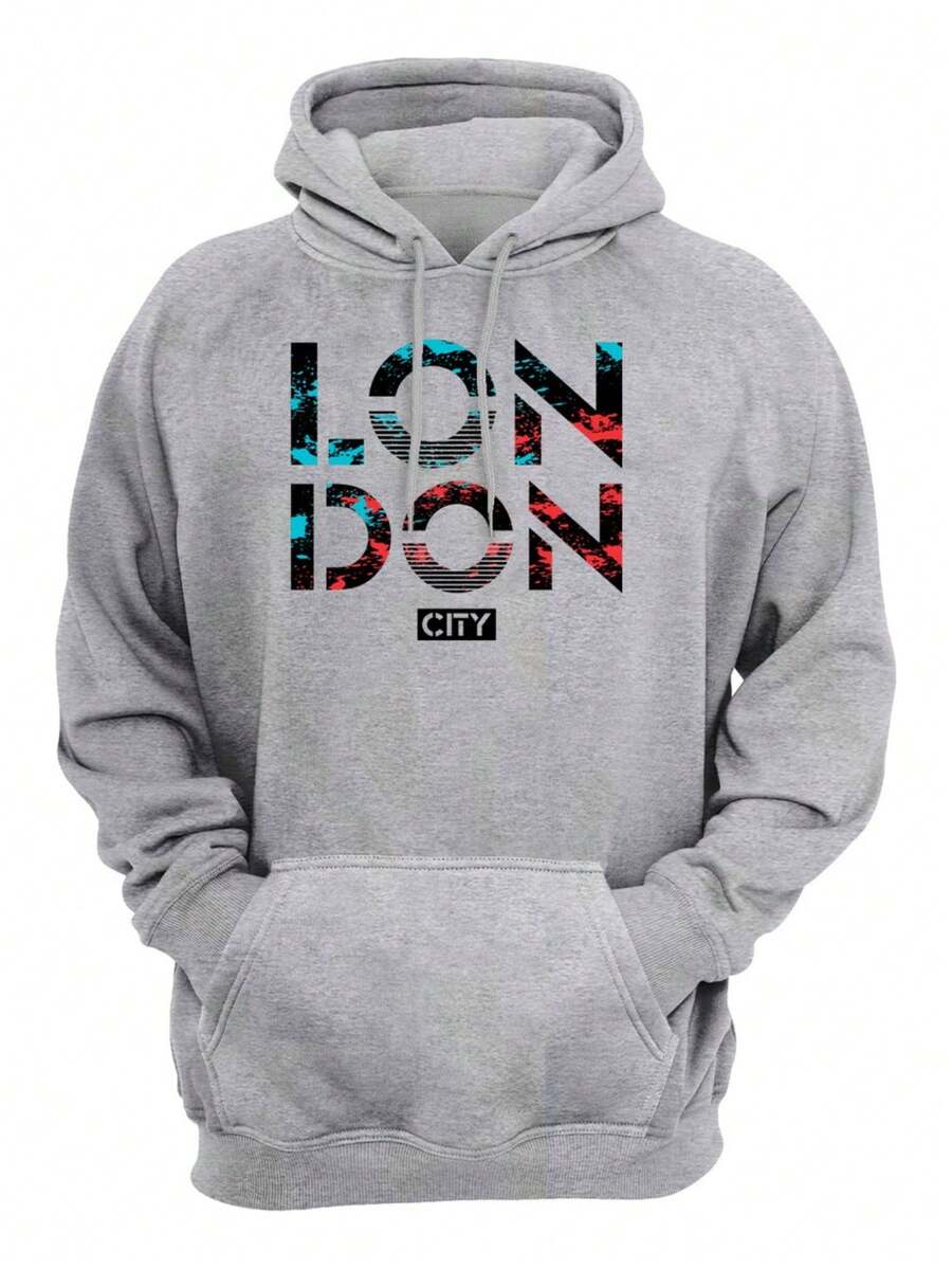 Men's Casual Sweatshirt London City Cold Weather Top - 灰色 - 查看 1