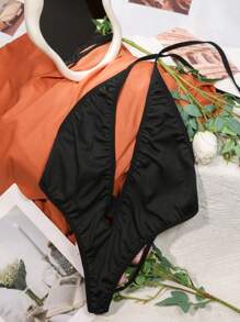 1 件情人节性感镂空前系带开裆紧身衣 - 查看 4