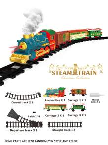 Zestaw torów elektrycznych w stylu retro – klasyczna lokomotywa parowa ze światłami i dźwiękami, zabawka kolejowa, symulacja pociągu do samodzielnego montażu, idealna dla chłopców i dziewcząt do kreatywnej zabawy, prezent na Boże Narodzenie, Halloween i urodziny