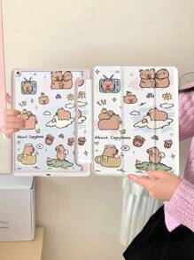 Capybara Pattern Protective Case Compatible With IPad, IPad 9th/8th/7th Gen 10.2 Inch, New IPad 10th Gen, With Auto Wake/Sleep Function, Four-Corner Drop Protection, Dedicated Pencil Slot To Carefully Protect Against Loss And Drop, Creative Gift For Birthday, Wedding, Holiday