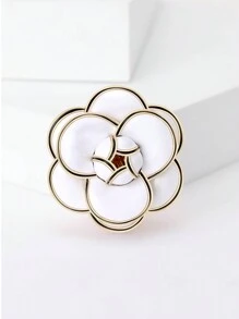 1 件时尚珐琅仿珍珠山茶花胸针，适合女士日常佩戴情人节、妈妈、母亲、母亲节、礼物