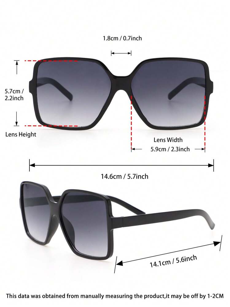 1/2/4 件女士波西米亚风个性化超大方形现代简约风格时尚眼镜，适合户外旅行狂欢派对热带海滩度假装饰，适合夏季海滩度假、户外、旅行 - 彩色 - 查看 11