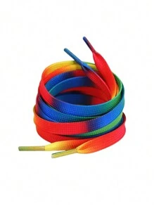 1 Pair Ombre Flat Shoelaces, Suitable For Casual Sneakers - Fashionable Accessories In Multiple Colors Available Summer Daily Wear