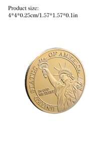 1pc Statue Of Liberty Commemorative Coin, Metal Relief Commemorative Medallion Lucky Coin, Halloween, Thanksgiving And Christmas Gifts