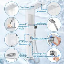 Froadp Stainless Steel Shower Panel 5 Functions Shower Column Rain Shower Waterfall Shower Massage Nozzles Hand Shower Shower Faucet Complete Kit - White - View 9