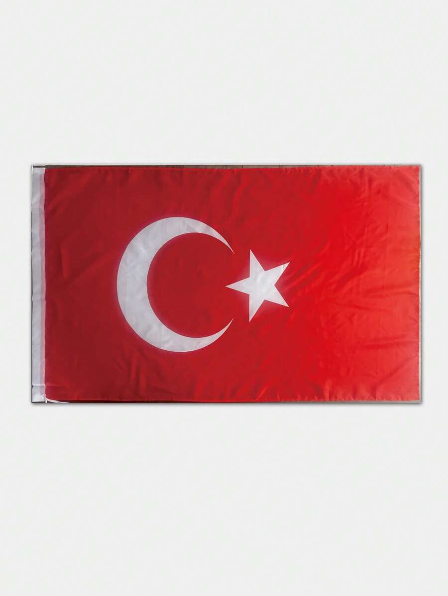 1pc Turkey National Flag, Size 4 - 90*150cm - Red and White - View 1