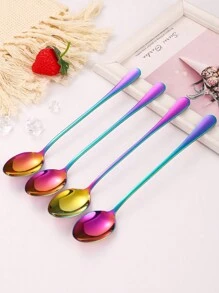 4pcs Stainless Steel Long Handle Coffee Spoons, Ice Cream Spoons, Dessert Spoons Back To School
