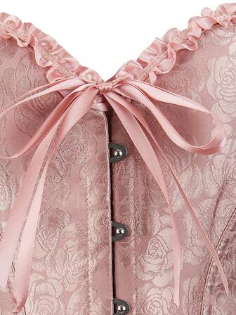 Korsett Overbust Bustier, Klassisk Korsett Shapewear Axelbandslös Söt Figursydd Benad Bodysuit, Volangkant Rygglös Bantande Midja, Maskeradkostym För Maskerad, Halloween