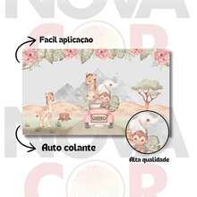 Children's Wallpaper  Animals Cart Girl Pastel Tones 1m² - Hoa hồng vàng - Xem 2