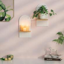1 Stück Boho Regal Wanddekoration, bohemische Schwebende Regale für Schlafzimmer Wohnzimmer ästhetischer hängender Regalbogen, moderner Wandkerzenhalter, Heimdekoration, Raumdekoration, Wanddekoration