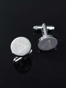 1 paire Boutons De Manchette De Simple Et À La Mode Pour Homme laser 26 Alphabet Anglais