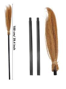 1Pc Halloween Skeleteen Witch Broomstick Costume Accessories - Realistic Wizard Flying Broom Stick Accessory For Costumes(Natural Miscanthus Flowers, It Is Normal To Have Slag, Please Do Not Buy If You Mind) - Multicolor - View 3