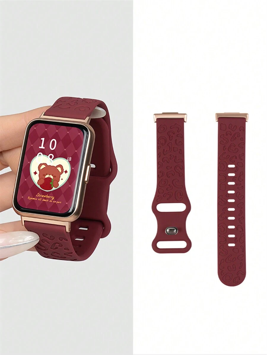 1 buah Tali Jam Tangan Silikon Modis, Kompatibel dengan Watch Fit 1/Fit 2/Fit 3/Fit 4/Fit 4 Pro - Burgundy - View 1